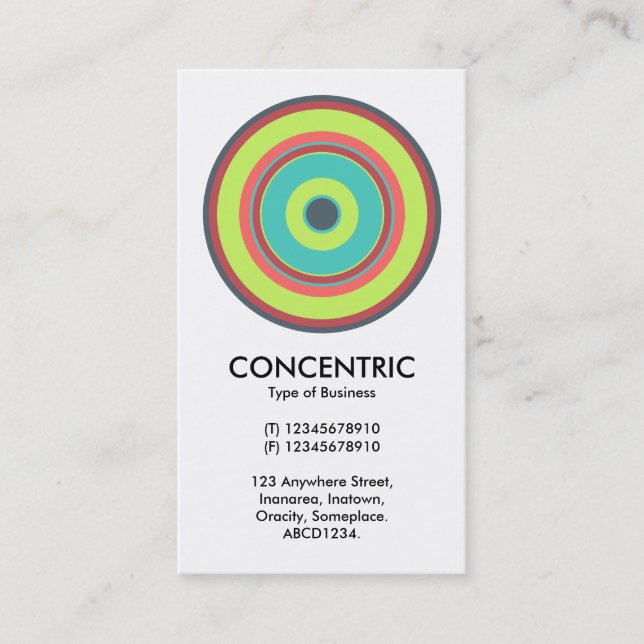 Colourful Concentric Circle 04 Business Card (Front)