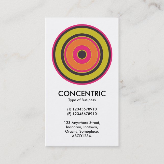 Colourful Concentric Circle 06 Business Card (Front)