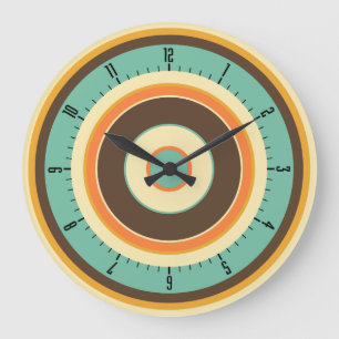 Colourful Concentric Circles 02 Large Clock