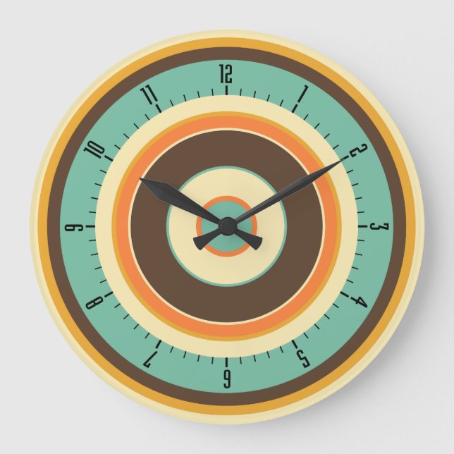 Colourful Concentric Circles 02 Large Clock (Front)