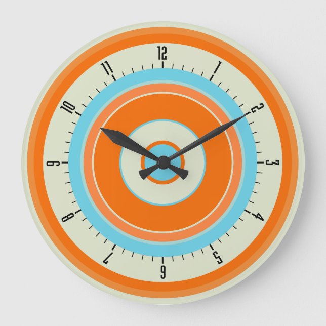 Colourful Concentric Circles 03 Large Clock (Front)