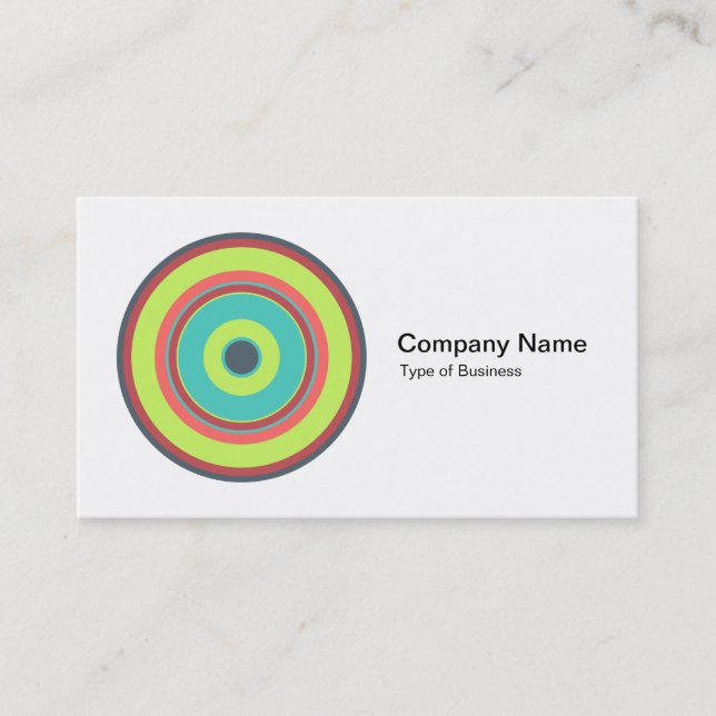 Colourful Concentric Circles 04 Business Card (Front)