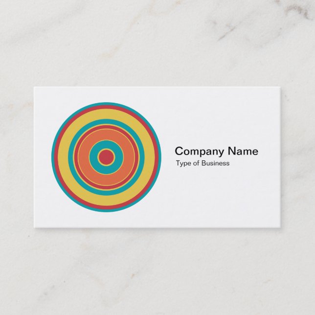 Colourful Concentric Circles 05 Business Card (Front)
