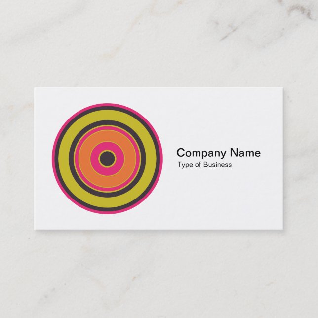Colourful Concentric Circles 06 Business Card (Front)