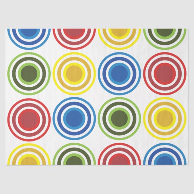 Colourful Concentric Circles Birthday Tissue Paper (Front)