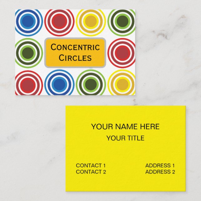 Colourful Concentric Circles  Business Card (Front/Back)