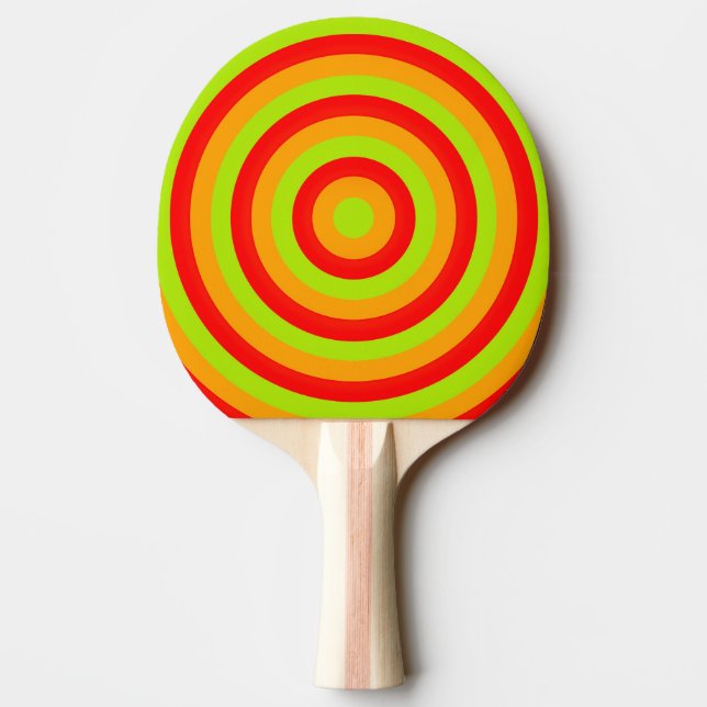 Colourful Concentric Circles Ping Pong Bat Paddle (Back)