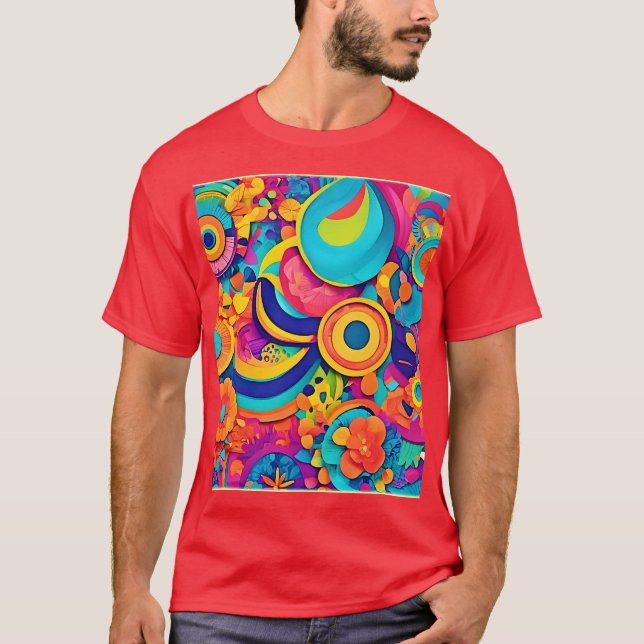  Colourful Concentric Patterns T-Shirt (Front)