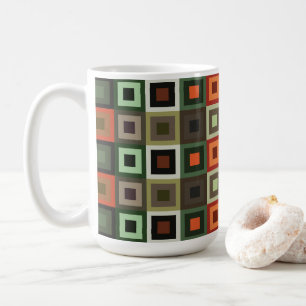 Colourful Concentric Square Geometric Pattern Coffee Mug