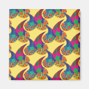 Colourful confetti abstract Paisley Rainbow drops Magnet