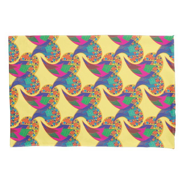 Colourful confetti abstract Paisley Rainbow drops Pillowcase (Front)