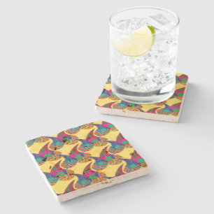 Colourful confetti abstract Paisley Rainbow drops Stone Coaster