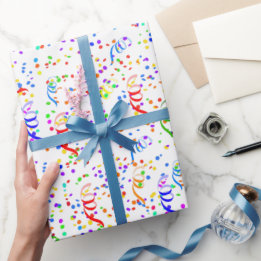 Colourful Confetti and Streamers Pattern Wrapping Paper