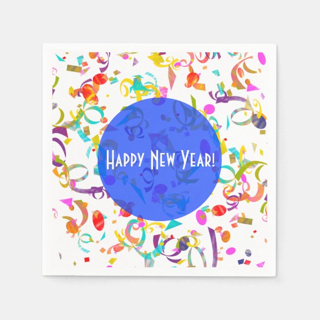 Colourful Confetti Art All Occasion Blue Template  Napkin (Front)