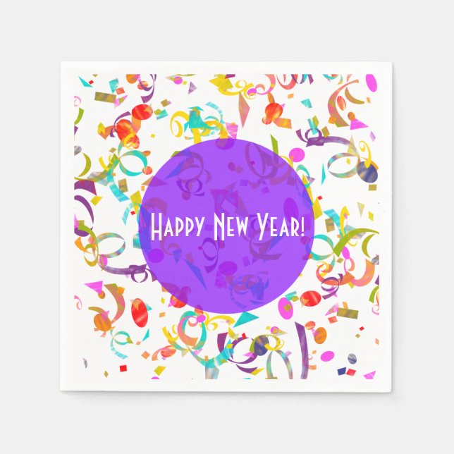 Colourful Confetti Art All Occasion Purple Templat Napkin (Front)
