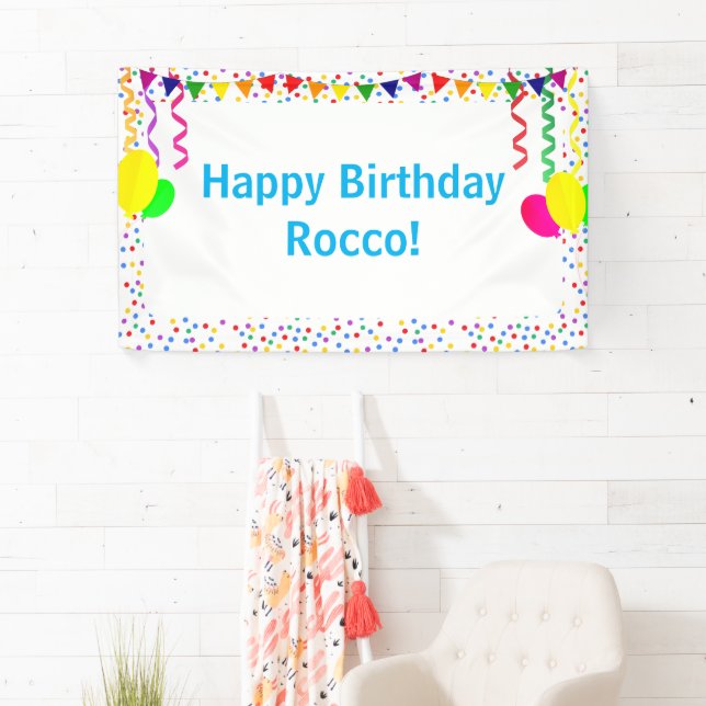 Colourful Confetti & Balloons Kids Happy Birthday  Banner (Insitu)