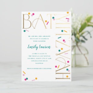 Colourful Confetti Bat Mitzvah Invitation