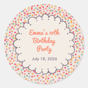 Colourful Confetti Birthday Round Sticker