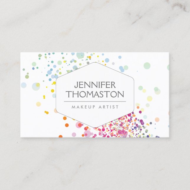 Colourful Confetti Bokeh Classic White Business Card (Front)