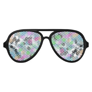Colourful Confetti Bokeh Dots Aviator Sunglasses