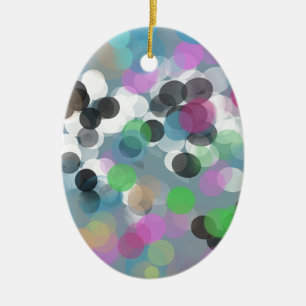 Colourful Confetti Bokeh Dots Ceramic Ornament