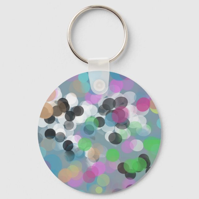 Colourful Confetti Bokeh Dots Keychain (Front)