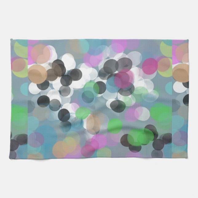 Colourful Confetti Bokeh Dots Kitchen Towel (Horizontal)