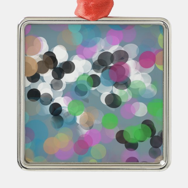 Colourful Confetti Bokeh Dots Metal Ornament (Front)