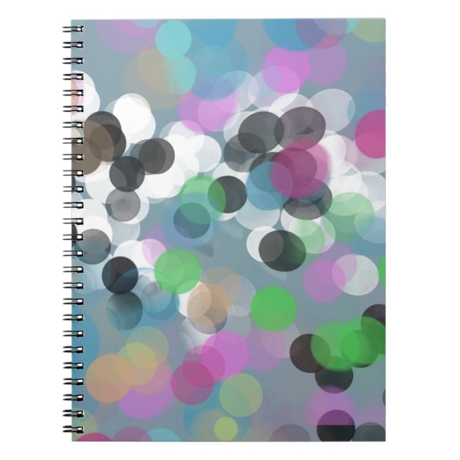 Colourful Confetti Bokeh Dots Notebook (Front)