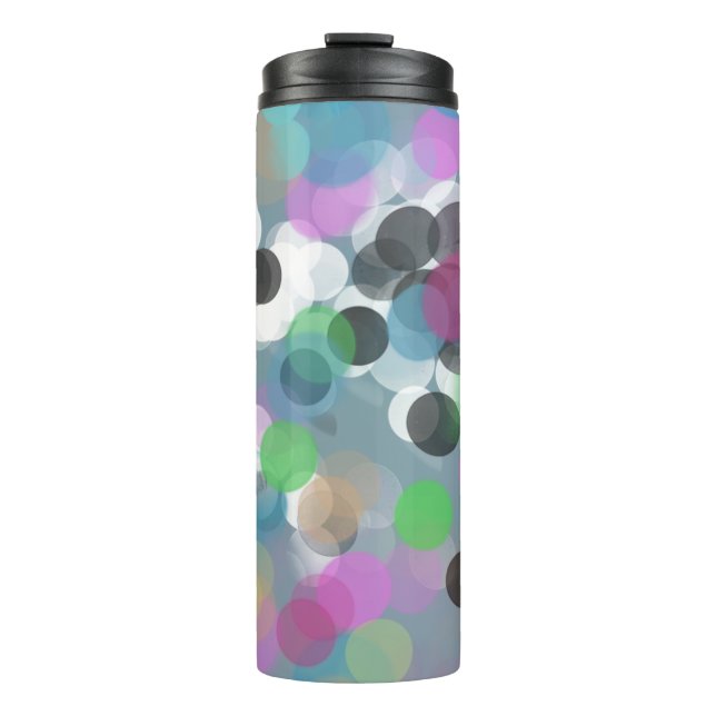 Colourful Confetti Bokeh Dots Thermal Tumbler (Front)