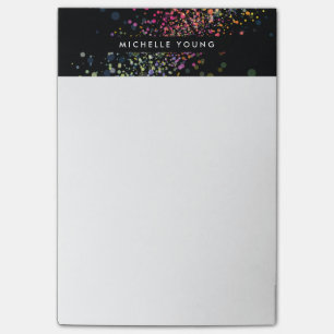 Colourful Confetti Bokeh on Black Modern II Post-it Notes