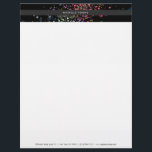 Colourful Confetti Bokeh on Black Modern Letterhead<br><div class="desc">Coordinates with the Colourful Confetti Bokeh on Black Modern Business Card by 1201AM. A rainbow-hued splash of colourful confetti dots create an intriguing backdrop on the header of this modern letterhead template. Your name or business name is simply styled in the centre on a charcoal grey/black strip for a contrasting...</div>