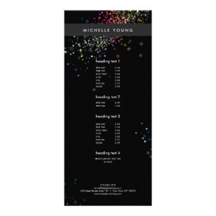 Colourful Confetti Bokeh on Black Modern Rack Card