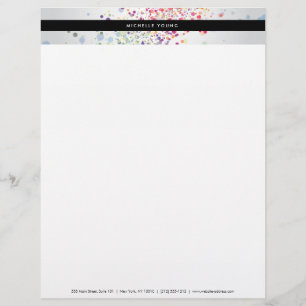 Colourful Confetti Bokeh on Grey Modern Letterhead