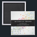 Colourful Confetti Bokeh on Grey Modern Magnet<br><div class="desc">Coordinates with the Colourful Confetti Bokeh on Grey Modern Business Card by 1201AM. A rainbow-hued splash of colourful confetti dots create an intriguing backdrop on this personalized magnet. Your name or business name is simply styled in the centre on a solid black strip. Great to use for promotional pieces or...</div>