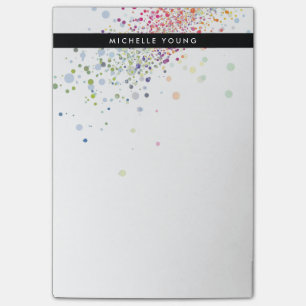 Colourful Confetti Bokeh on White Modern Post-it Notes