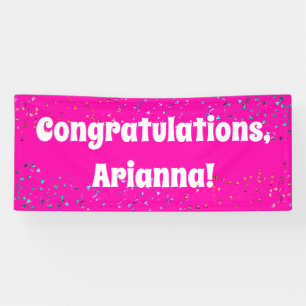 Colourful Confetti Bright Hot Pink Congratulations Banner