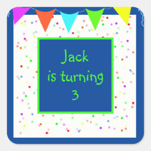 Colourful Confetti Children’s Birthday Party Square Sticker