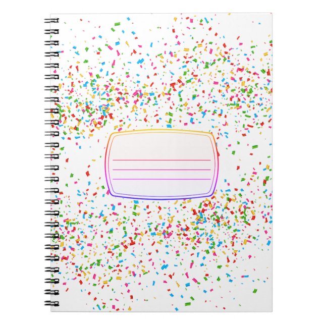 Colourful confetti compositon notebook (Front)