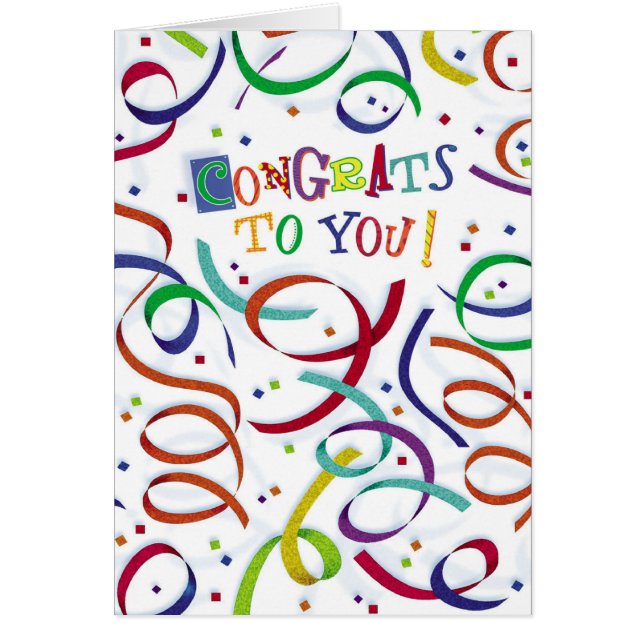 Colourful confetti congrats customizable card (Front)