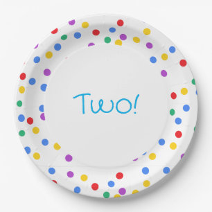 Colourful Confetti Dots 2nd Birthday Party Paper Plate