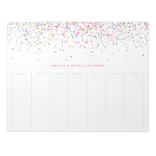 Colourful Confetti Dots Personalized Weekly Planne Notepad