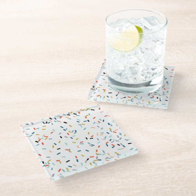 Colourful Confetti Fall Pattern Glass Coaster (Angled)