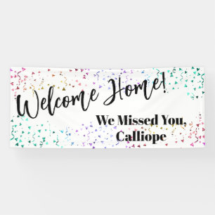 Colourful Confetti Festive White Welcome Home Banner