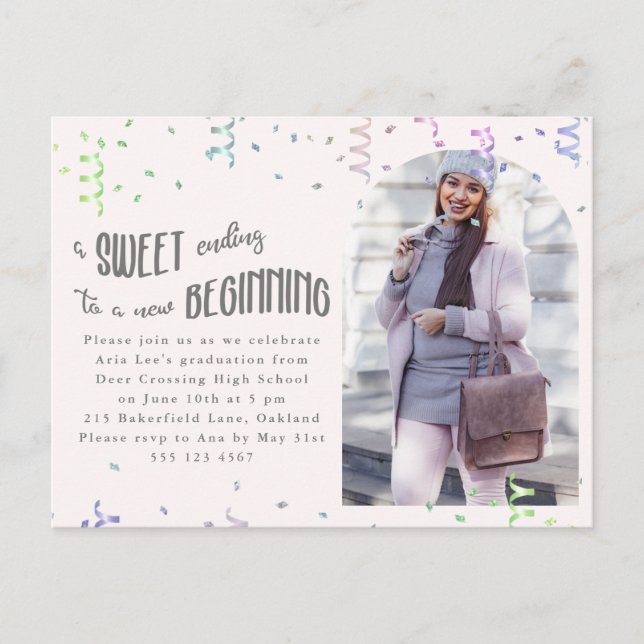 Colourful Confetti Graduation Party Invitation (Front)