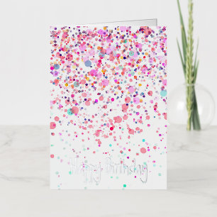 Colourful Confetti Happy Birthday Silver Foil Greeting Card