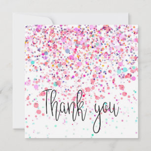 Colourful Confetti Happy Pink Thank You Card