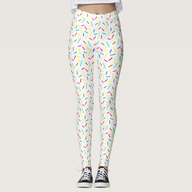 Colourful Confetti Lines Sprinkles Pattern Leggings (Front)