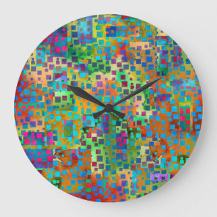 Colourful Confetti, Multicolored Abstract w Large Clock