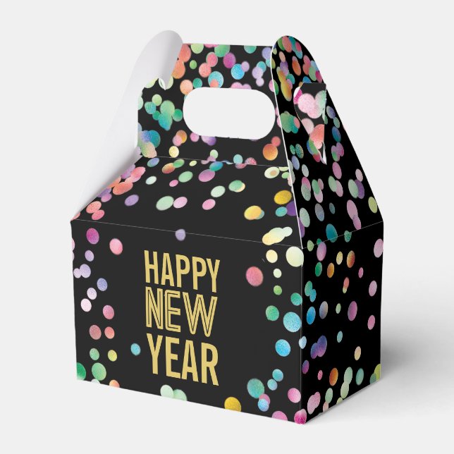 Colourful Confetti New Year's Eve Party  Favor Box (Front Side)